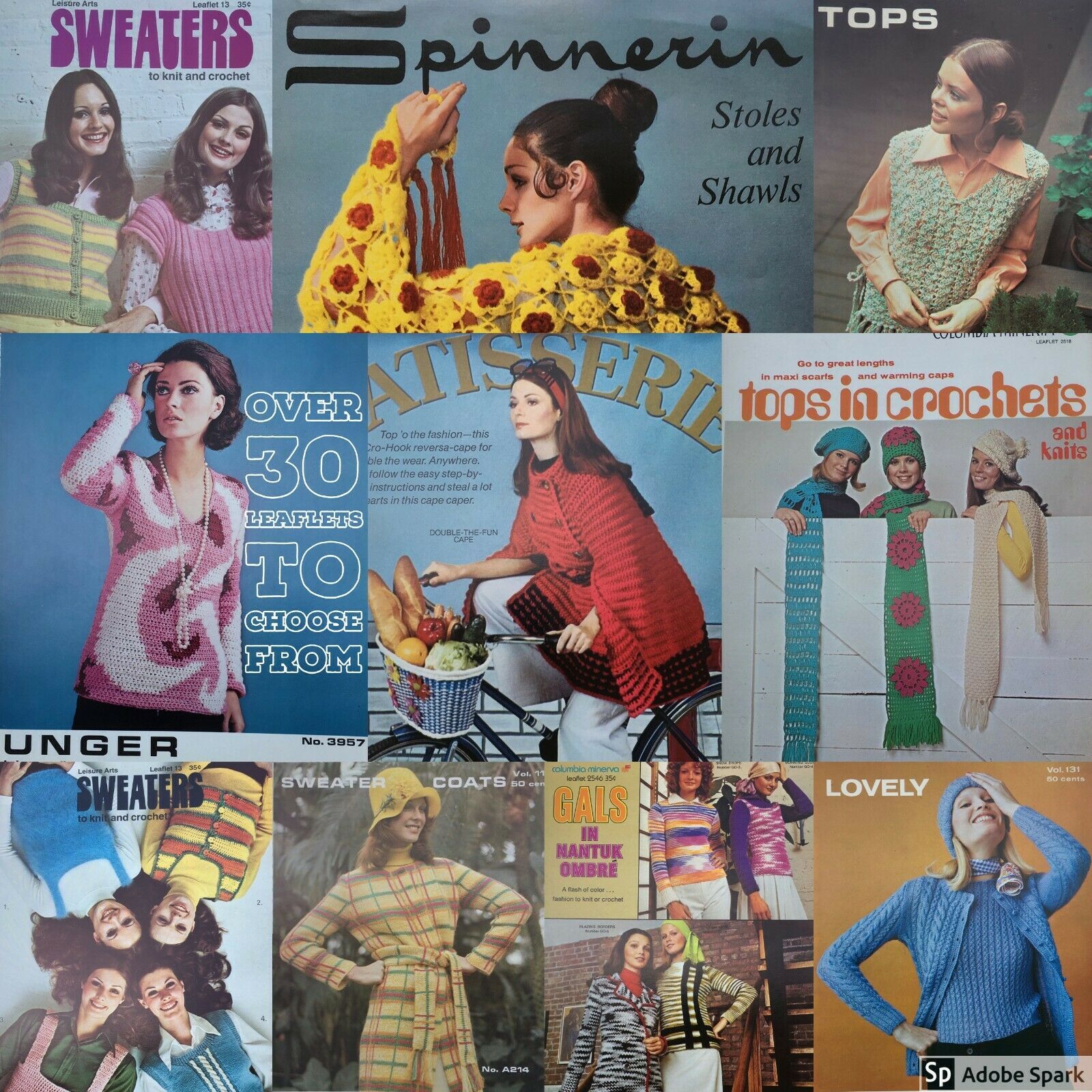 Vintage Crochet or Knit Fashion Pattern Leaflets 1970s Men Women Kid You Pick