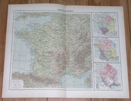 1907 Original Antique Physical Map Of France / Climate Agriculture - £14.38 GBP