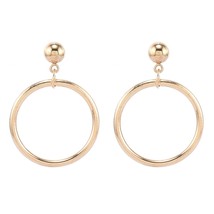 Golden Silver Color Big Circle Drop Dangle Earrings for Women Smooth Large Ring  - £6.34 GBP