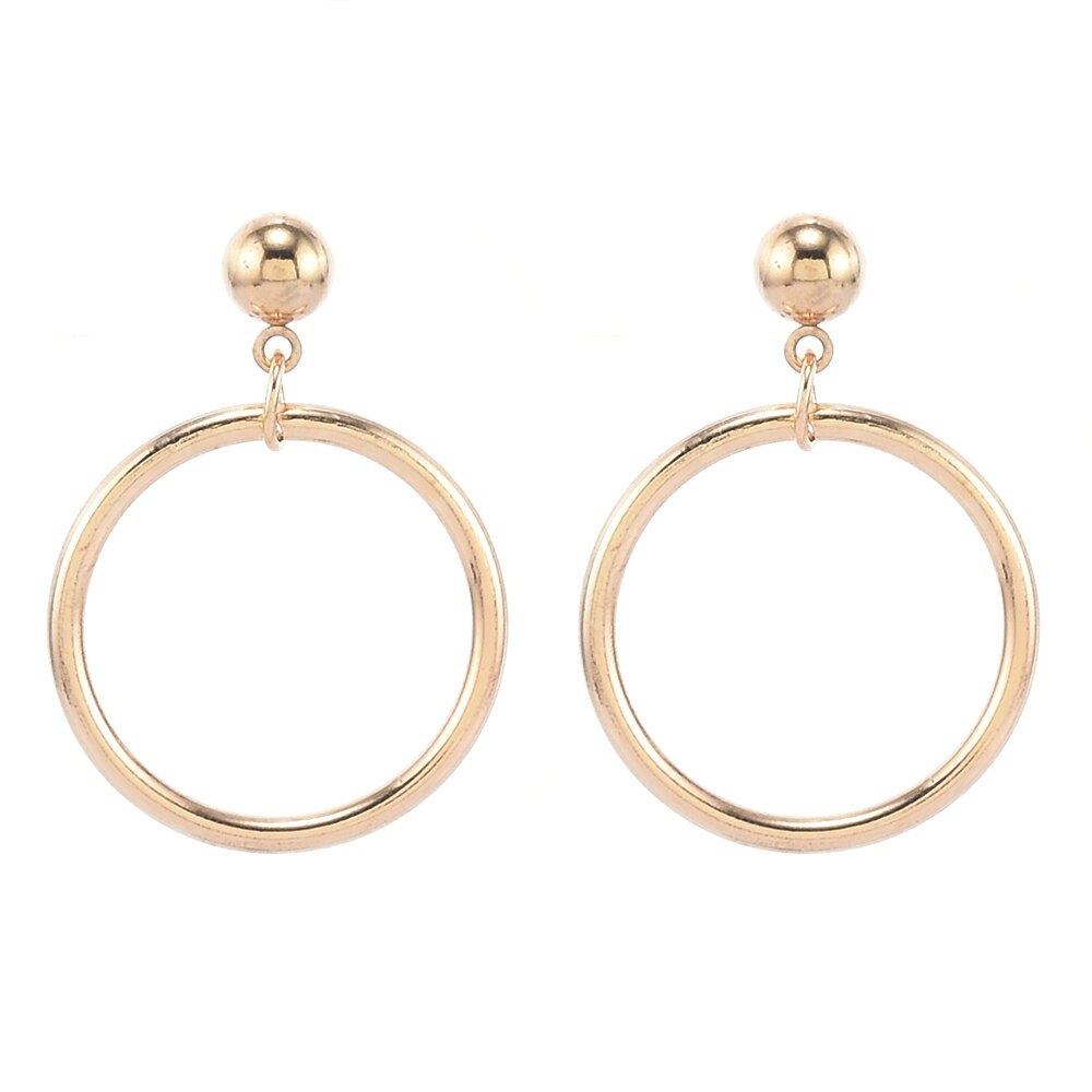 Primary image for Golden Silver Color Big Circle Drop Dangle Earrings for Women Smooth Large Ring 