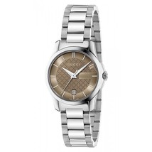 Gucci G-Timeless Brown Dial Stainless Steel Ladies Watch YA126526 - £402.93 GBP
