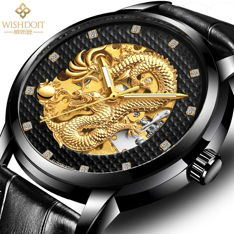 Watch WISHDOIT Chinese Style  Large Dial Business Steel Belt Flying  Watch Men&#39;s - £84.67 GBP