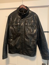 Levis Men&#39;s Trucker Motorcycle Jacket Brown Size Large Faux Leather Pile... - £22.75 GBP