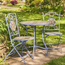 Zaer Ltd. Mosaic Tile Furniture (Bistro Set (1 Table, 2 Chairs), New Orleans Lav - £315.15 GBP