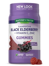 Sambucus Black Elderberry Gummies | 50 Count | with Vitamin C and Zinc | Natural - $15.73
