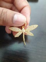 Exclusive 1.62CT Round Cut Diamond Dragonfly Pendant 14K Yellow Gold Over - $120.79