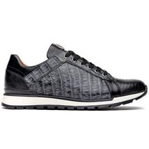 Men's Shoes genuine crocodile and lizard fashion sneaker Portici Gray / Black image 2