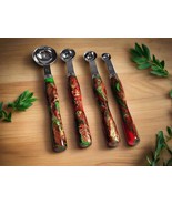 Glittery Christmas Colored Swirled Resin Measuring Spoons with Stainless... - $125.00