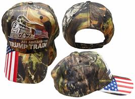 All Aboard The Trump Train 2020 Woodland Camo USA Flag Bill Embroidered Hat Cap - £7.94 GBP