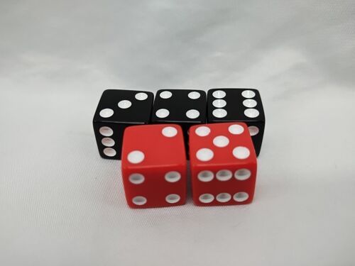 Lot Of (5) Black And Red Dice With White Pips 1/2&quot; - $8.90
