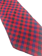 Gingham Check TIe Gap Vintage Red Blue Green Plaid Wool Blend 90s 3.5&quot; - £36.56 GBP