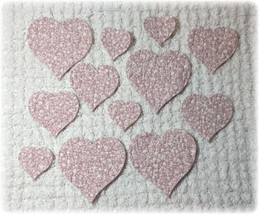 Vintage Cutter Quilt FeedSack Heart Applique Die Cuts Ditsy Flower Pink Mauve - £11.26 GBP