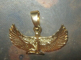  New 30mm Shiny Gold Brass Egypt Egyptian Winged Isis Pendant Charm Necklace - £5.53 GBP