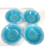 Pier 1 CARMELO Blue Bowl Set Of 4 Crackle Melamine 7&quot; Aqua Cereal Salad - $24.70