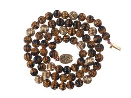 c1940 Vintage Chinese Carved Tigers Eye beaded necklace - £151.49 GBP