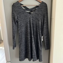 A Byer Gray Dress Monotone Long Sleeve Lace Up Back Pocket Heathered Kni... - $19.79