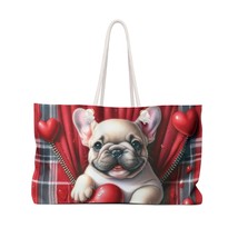 Weekender Bag, Cute Dog, French Bull Dog, Valentines Day, Large Weekender Bag, B - £39.20 GBP