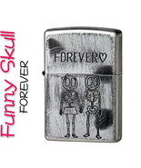 Funny Skull Forever Love Couple Silver Used Finish Zippo Oil Lighter MIB - $1,459.51 MXN