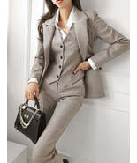 3 Pcs Vintage Long Sleeve Suit Jackets Vest and Straight Pants Suit - £101.09 GBP