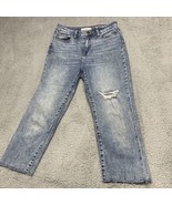 Cello Jeans Women Sz 3 High Rise Straight Distressed Fray Raw Leg Cut-of... - $22.13 CAD