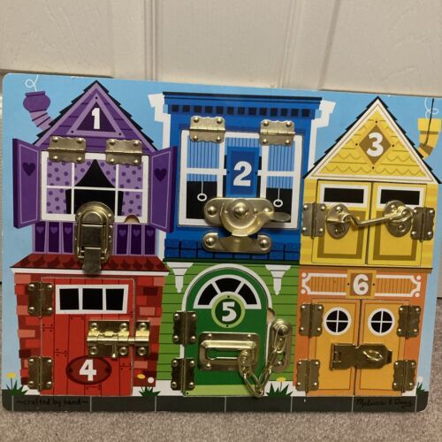 Melissa &amp; Doug Latches Board Educational Numbers Toy Puzzle Locks Animals  - $9.65