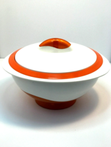 Tokyo Plast Thermo Insulated Bowl with lid Orange and White Sci-Fi looking VTG - £15.79 GBP