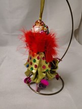Metal Santa Ornament Glitter Beaded 8&quot; Tall  top of Hanger to Dangle Beads - £8.92 GBP