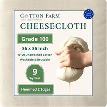 Grade 100 XL Cheese Cloths - Straining &amp; More; 36X36 Inch; 100% Unbleached Cotto - $10.39