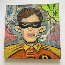 “Robin With A Cigarette” Dr. Smash Pop Surrealism Original Street Art Painting - £372.54 GBP