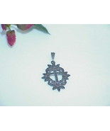Antique Art Deco Sterling Silver Marcasite Cross Ornate Pendant Vintage ... - €42,21 EUR