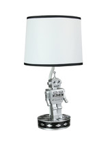 Retro 1960&#39;s Style Square Head Robot Sci-Fi Design Table Lamp With Shade - $40.21