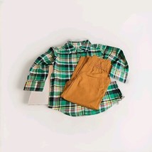 NWT Carters Boys 3T Long Sleeve Shirt And Pants Set Button Down With Pocket Cute - $15.88