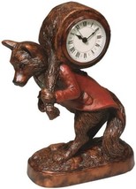 Mantel Clock MOUNTAIN Lodge Fox Chestnut Resin Hand-Cast Quartz Movement - $259.00