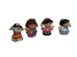 4 Fisher-Price Little People Girls Asian Dark Hair Dress Pink Band &amp; dog... - $9.60