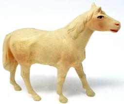 Horse Celluloid Toy Figurine Flowing Mane Black Eyes Vintage - $11.35