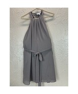 Norah Anthropologie Belted Halter Dress Gray Lined Womens Size Medium - $27.00