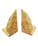 Vintage Buckeye Burl Wood Book Ends Rustic Decor Office Home MCM 7” Tall - $71.27
