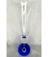 Blue Cobalt Glass Ball Pilsner, Clear Body, Controlled Bubbles, 8.5&quot; Art... - £12.43 GBP