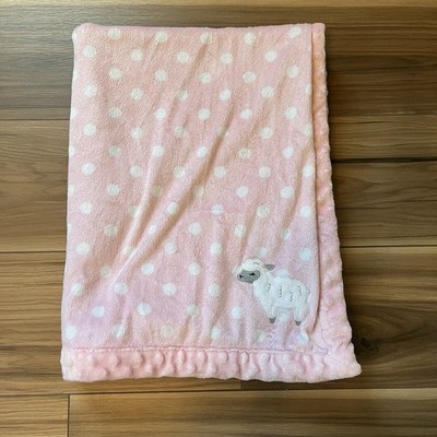 Carters Child Of Mine Pink White Polka Dot Lamb Sheep Sherpa Baby Blanket - $23.74