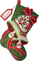 Bucilla Felt Stocking Applique Kit 18&quot; Long-Poinsettia Bells - £23.56 GBP