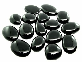 Top Qualità Selected Grande 16pc Lotto All&#39;Ingrosso 643CT Onice Nera Pera Ovale - £45.55 GBP