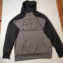 Star Wars Hoodie Mens Large Black Gray Logo Sweatshirt Simple Classic Retro Nerd - £15.58 GBP