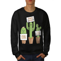 Wellcoda Free Hugs Cactus Mens Sweatshirt, Spiky Fun Casual Pullover Jumper - £23.74 GBP+