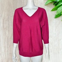 SONOMA Cotton Sweater Cardigan Pullover Medium M 3/4 Sleeves Burgundy Red - £13.39 GBP