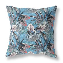 16 Black Blue Tropical Indoor Outdoor Throw Pillow - £41.21 GBP