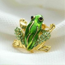 Vintage Look Gold Plated LUCKY Frog Brooch Suit Coat Broach Collar Pin B28 - £10.08 GBP