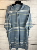 Nike Golf Short Sleeve Polo Shirt Size 2XL Mens Blue Striped S/S Dri Fit... - $14.01