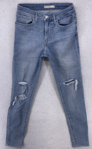 Levi&#39;s Strauss Jeans Women 27x32 High Rise Skinny 721 Blue Pants Fade Rip Torn - £15.56 GBP