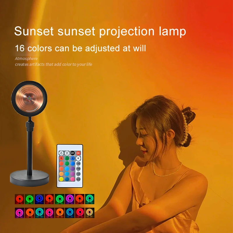Sb sunset lamp projector home decor night lamp portable mood light for living room wall thumb200