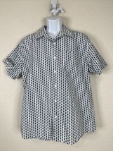 Haggar Men Size L White Pineapple All Over Print Button Up Shirt Short S... - £6.55 GBP